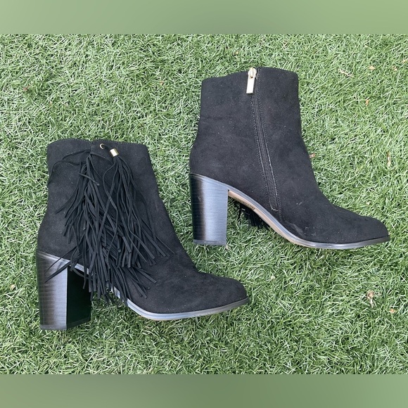 NWT - Ever New Jessie Fringe Heel Ankle Boots in Black - Size 8 (EU 39) - Picture 3 of 4